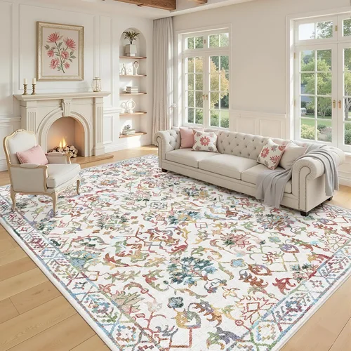 Miniatura 45 de Alfombra de área pequeña de 2 x 3 pulgadas, color beige, para entrada, baño, cocina, antideslizante, de pelo bajo, lavable, moderna alfombra bohemia