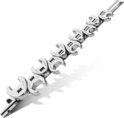 Miniatura 9 de WORKPRO Juego de llaves de 3/8" de tuerca acampanada, kit de herramientas de 10 piezas de llave de tuerca de gallo, métrico 10-19mm, llave de acero