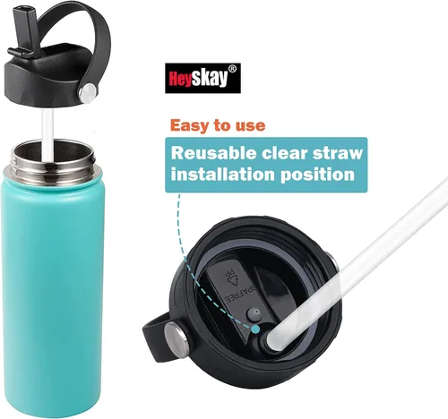 Miniatura 6 de HEYSKAY Popote reutilizable compatible con Hydro Flask botella de agua de boca ancha de 18 a 64 onzas con 2 cepillos para popotes, 6 popotes 6