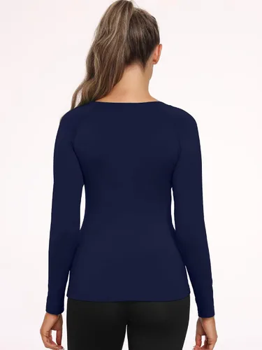 Miniatura 59 de CADMUS Paquete de 1 o 3 camisetas de entrenamiento de manga larga para mujer, camiseta de compresión de ajuste seco para correr