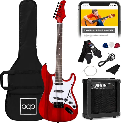 Miniatura 16 de Best Choice Products Kit de iniciación de guitarra eléctrica para principiantes de tamaño completo de 39 pulgadas con funda, correa, amplificador