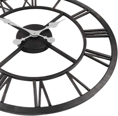 Miniatura 6 de Timelike Reloj de pared romano grande, estilo rústico, vintage, de metal, reloj de pared grande de gran tamaño, para el hogar, sala de estar, Negro