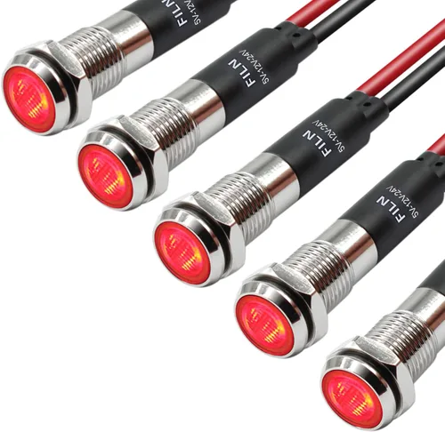 Miniatura 32 de 5 piezas 8 mm (5/16'') luz indicadora LED Luz indicadora 110V 120V lámpara piloto de metal Aluminio negro anodizado impermeable ip67 Luz de señal