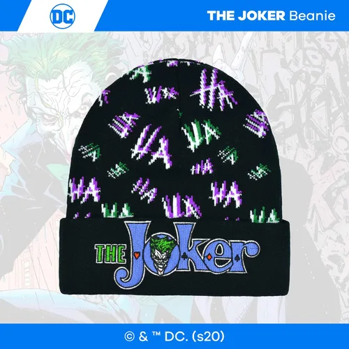 Miniatura 2 de Concept One Dc Comics The Joker Beanie Hat, Knitted Cuffed Winter Skull Cap