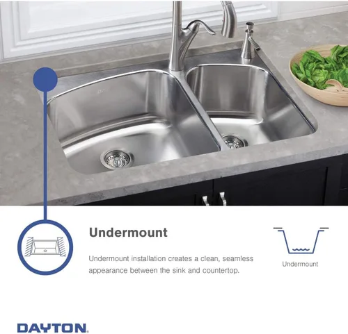 Miniatura 7 de Dayton DCFU3118 - Fregadero de acero inoxidable con doble cuenco