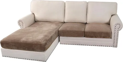 Miniatura 193 de H.VERSAILTEX - Funda de terciopelo elástica y afelpada para protección de cojines de sofá biplaza, silla o sofá, 2 piezas, tamaño grande, color gris