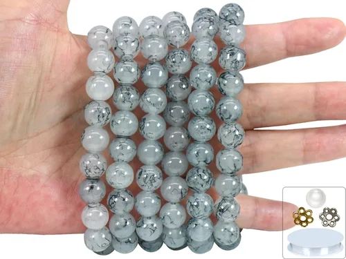 Miniatura 11 de 848 cuentas redondas de cristal agrietado – 0.236 pulgadas, 0.315 pulgadas, 0.394 pulgadas, 0.394 pulgadas, jade artificial para hacer joyas