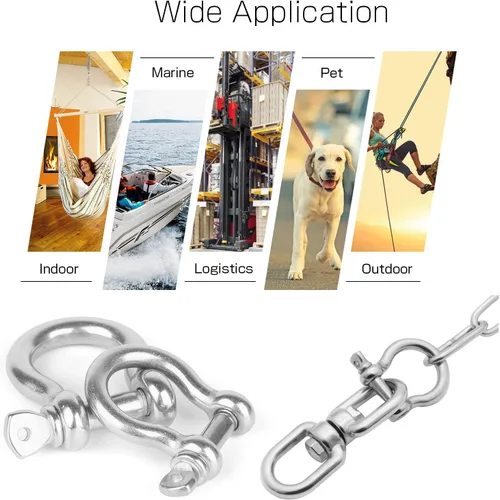 Miniatura 6 de AMYSPORTS Grillete de cadena resistente Acero inoxidable Levantamiento Pin Grillete Anclaje Arco Marina Anillo Grilletes Tornillo de acero al aire