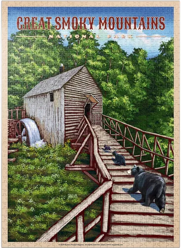 Miniatura 9 de MyPuzzle Great Smoky Mountains National Park - Enchanted Mill Among Smoky Highlands - Póster de viaje vintage - Rompecabezas de 100 piezas