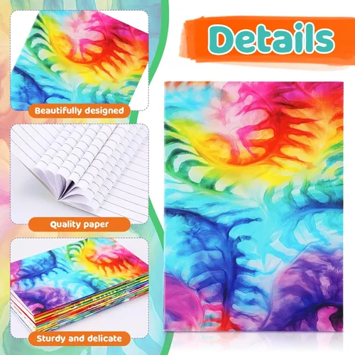 Miniatura 2 de Tenceur 50 cuadernos de notas de teñido anudado pastel, pequeños cuadernos de bolsillo de estilo multicolor, mini suministros escolares a granel