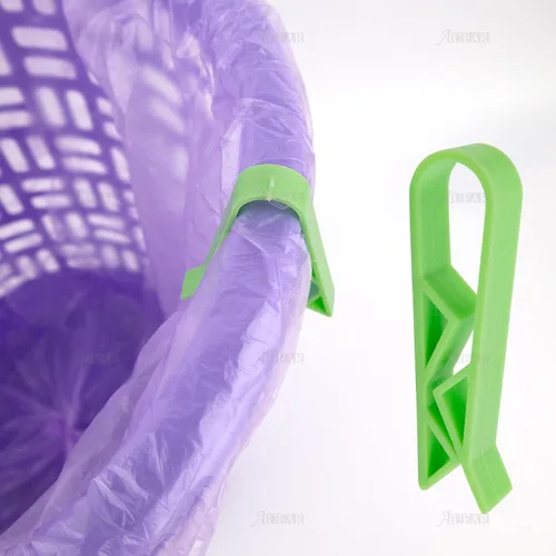 Miniatura 4 de AUEAR, Paquete de 10 cubos de basura con clip para bolsa de basura verde, clips antideslizantes