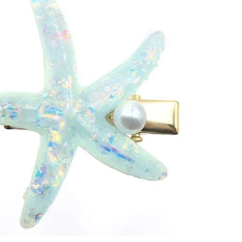 Miniatura 2 de Juego de pinzas para el cabello con perlas de concha de mar, disfraz de sirena artificial, horquilla de princesa para niñas y mujeres, accesorios