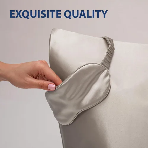 Miniatura 4 de Cathay Home Juego de accesorios de ropa de cama de satén, fundas de almohada, máscara de ojos, coleteros - Suave como la seda - Resistente a