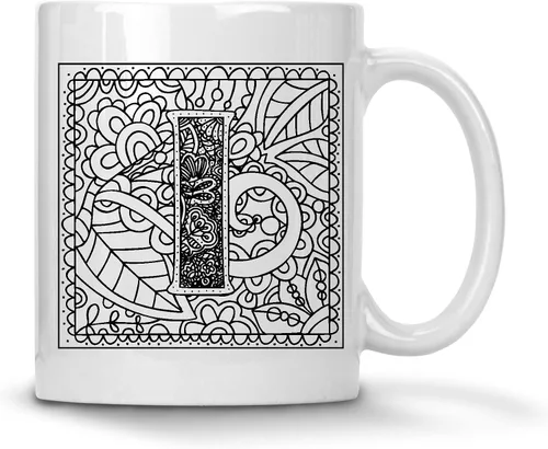 Miniatura 8 de Alankathy Mugs Taza de café monograma, 11 oz, color blanco (A)