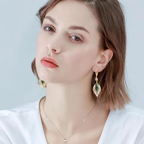 Miniatura 2 de EXTREE Aretes de diamantes de imitación para el día de San Valentín para mujer, aretes de diseño plateado y oro rubí