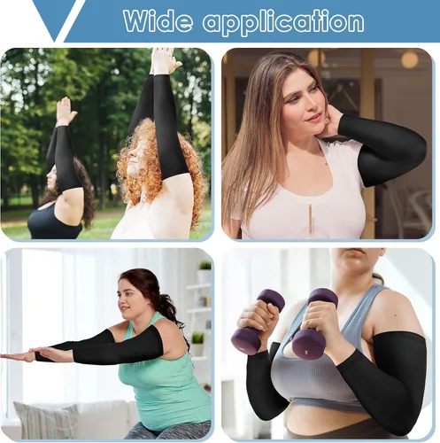 Miniatura 5 de 4 pares de mangas de compresión de gran tamaño para mujer, con protección solar UV, de seda helada, de gran tamaño, para mujer