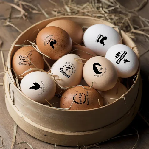 Miniatura 3 de Sello de huevo personalizado para huevos frescos, sellos personalizados de huevo de pato de pollo con nombre de logotipo, almohadilla de tinta