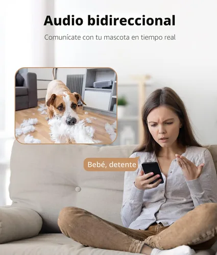 Miniatura 5 de TKENPRO Cámara para mascotas 2K con dispensador de golosinas, cámara para perros con vista de 360° y aplicación para teléfono, WiFi 5G y 2.4G, Blanco