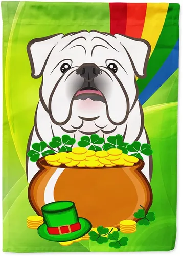 Miniatura 34 de Caroline's Treasures BB1963GF Bandera de Bulldog Inglés para el Día de San Patricio para el jardín, bandera decorativa para patio exterior, patio