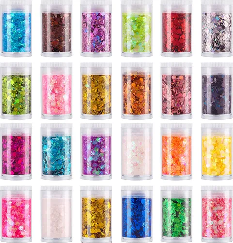 Miniatura 9 de Estanoite - Purpurina gruesa holográfica con lentejuelas, 12 colores mezclados, cosméticos para cara, cuerpo, ojos, cabello, uñas, arte, brillo