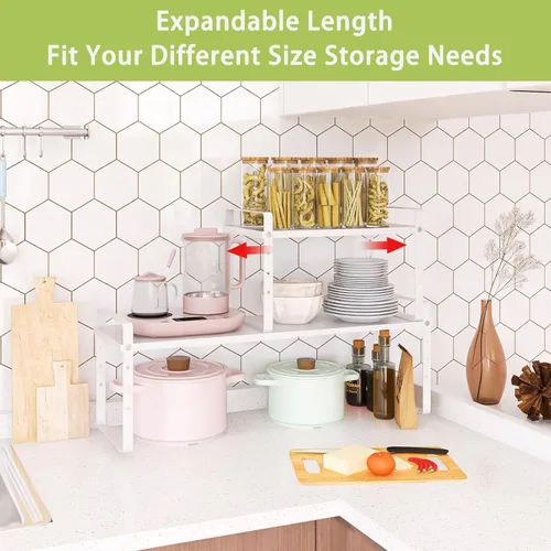 Miniatura 3 de Across-Star Organizador de Estante Expandible para Gabinete, Soporte de Estantes Apilables de Almacenamiento para Mostrador de Cocina, Estante