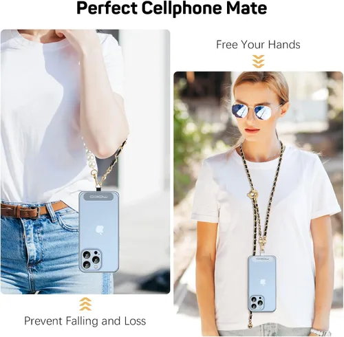 Miniatura 2 de MoKo Correa cruzada para teléfono, cadena universal para iPhone, Samsung, la mayoría de los teléfonos inteligentes, 1 correa para el cuello, 1
