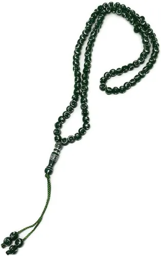 Miniatura 5 de Tasbih musulmán - Rosario de 99 cuentas AMN-238 con estrella lunar grabado en religioso islámico Eid Ramadán Verde