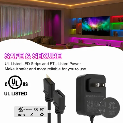 Miniatura 2 de BTF-LIGHTING Tira de LED FCOB COB RGBW 4000K Flexible Kit de Luz Uniforme de Alta Densidad Certificada UL DC12V Control Remoto RF de 16.4 Pies 12mm