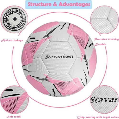 Miniatura 5 de Balón de fútbol tamaño 5 con bomba y aguja, kit de pelota de fútbol de poliuretano suave para interiores y exteriores, práctica, entrenamiento