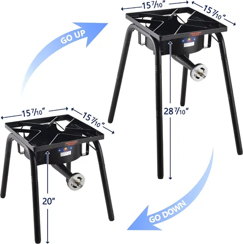 Miniatura 6 de ARC 200,000BTU Estufa de Propano Portátil para Exteriores, Quemador de Campamento de Propano, con Patas Removibles, Ideal para Woks, Sarténes y Ollas