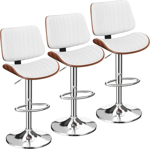 Miniatura 21 de YaFiti Adjustable Bar Stools, Modern Swivel PU Leather Counter Height Chairs with Backrest, Armless Kitchen Island Stools, Black 1 PCS