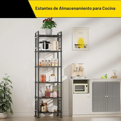 Miniatura 6 de GIOTORENT Estante de almacenamiento vertical de 6 niveles para organizadores y almacenamiento de baño y organización de cuarto de lavandería, unidad