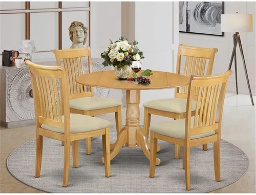 Miniatura 2 de East West Furniture Dublin - Juego de comedor de madera de 5 piezas con asiento de cojín en roble 2-Roble