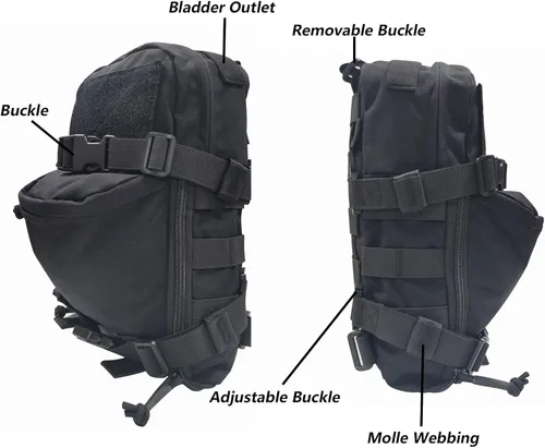 Miniatura 7 de Mochila táctica de hidratación para vejiga de hidratación de 2 litros, mochila de hidratación ligera MOLLE, transportador de agua para hidratación