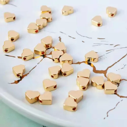 Miniatura 4 de 200 cuentas espaciadoras en forma de corazón, cuentas espaciadoras de agujeros pequeños, cuentas sueltas de metal para hacer pulseras, collares