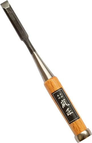 Cincel japonés de 0.472 in, 1/2 pulgada, cincel de madera profesional para carpintería, mango de roble rojo japonés, fabricado en Japón
