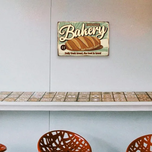 Miniatura 5 de SUPERDANT Letreros de lata de panadería Daily Fresh Bread The Best In Town Letrero de metal caliente fresco sabroso vintage carteles de hierro