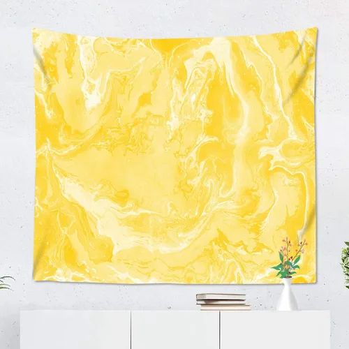 Suklly Tapiz para colgar en la pared, poliéster, hecho a mano, mármol, color amarillo, decoración del hogar, sala de estar, dormitorio, 50 x 60