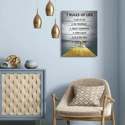 Miniatura 8 de 7 reglas de la vida - Decoración de pared motivacional sobre lienzo para impresiones de aula, impresiones inspiradoras de arte de pared