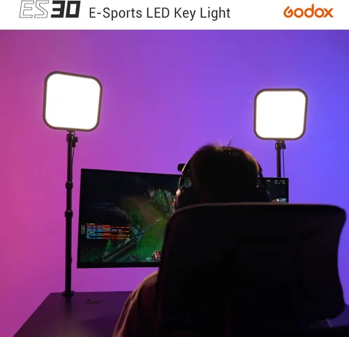 Miniatura 2 de Godox Luz de llave ES30, luz de escritorio de 2250 lúmenes para transmisión con soporte de escritorio extensible, 0-100% de brillo y control