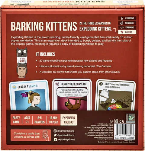 Miniatura 6 de Juego de expansión Barking Kittens, un juego de cartas de ruleta rusa para adultos, adolescentes y niños, juegos de fiesta fáciles para la familia