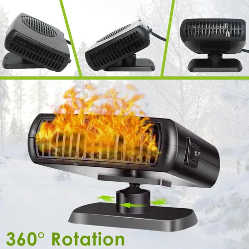 Miniatura 5 de Calentador de coche, 12V 200W Calentador portátil parabrisas desempañador y descongelador con calentamiento rápido y enfriamiento, ventiladores