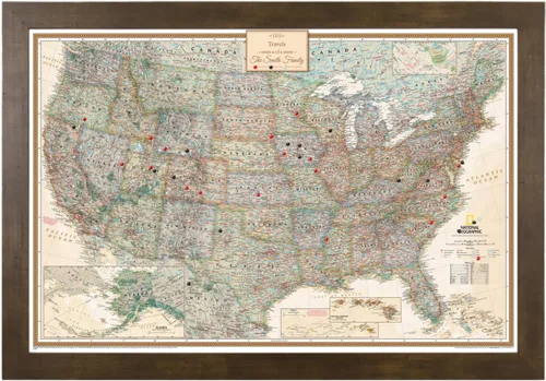 Miniatura 26 de Push Pin Travel Maps - Executive US - Mapa de pines enmarcado con marco negro para rastrear tus viajes - 27.5 x 39.5 pulgadas - 8 opciones de marco