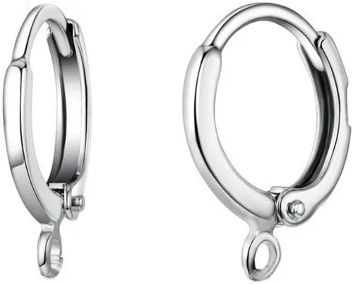Adabele CF262-1 - 100 ganchos hipoalergénicos redondos para aretes, alambre de oreja de 0.551 in, chapado en plata de ley para manualidades y
