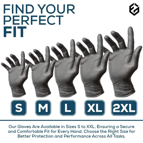 Miniatura 5 de First Glove - Guantes desechables de nitrilo Volt de 6 milésimas de pulgada negros, guantes de limpieza seguros para alimentos para cocina, hogar