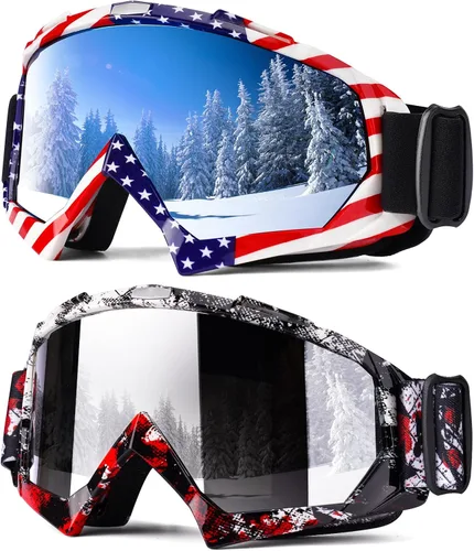 Miniatura 10 de Braylin Gafas de esquí para adultos, paquete de 2 gafas de snowboard para jóvenes, adolescentes, hombres y mujeres, gafas de moto de nieve de visión