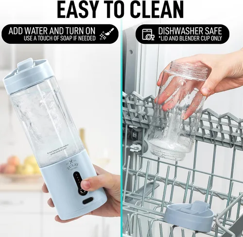 Miniatura 5 de Zulay Kitchen Licuadoras personales de 18 onzas que trituran el hielo, licuadora de viaje inalámbrica recargable por USB-C, licuadora portátil