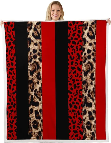 Miniatura 14 de Homewish Abstract Leopard Kids Throw Blanket,Cheetah Skin Wild Animals Bed Blanket for Girls Boys Women,Geometric Stripes Fashion Fleece