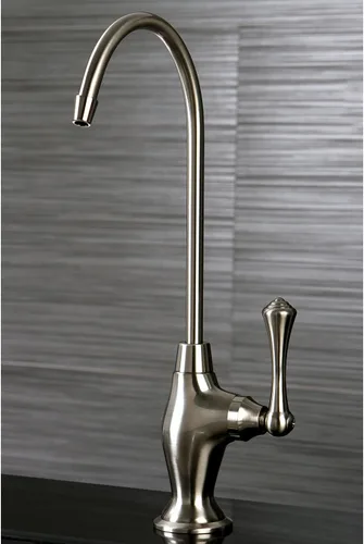 Miniatura 2 de Kingston Brass Gourmetier KS3198BL - Grifo vintage de filtración de agua de un solo mango, níquel cepillado, 11 x 4.75 x 1.75 pulgadas