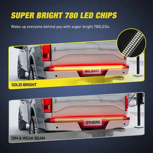 Miniatura 4 de Nilight - Tira de luz para plataforma trasera de camión de 48 pulgadas con marco de aluminio, tira de luz LED de triple fila de 780 LED con luces